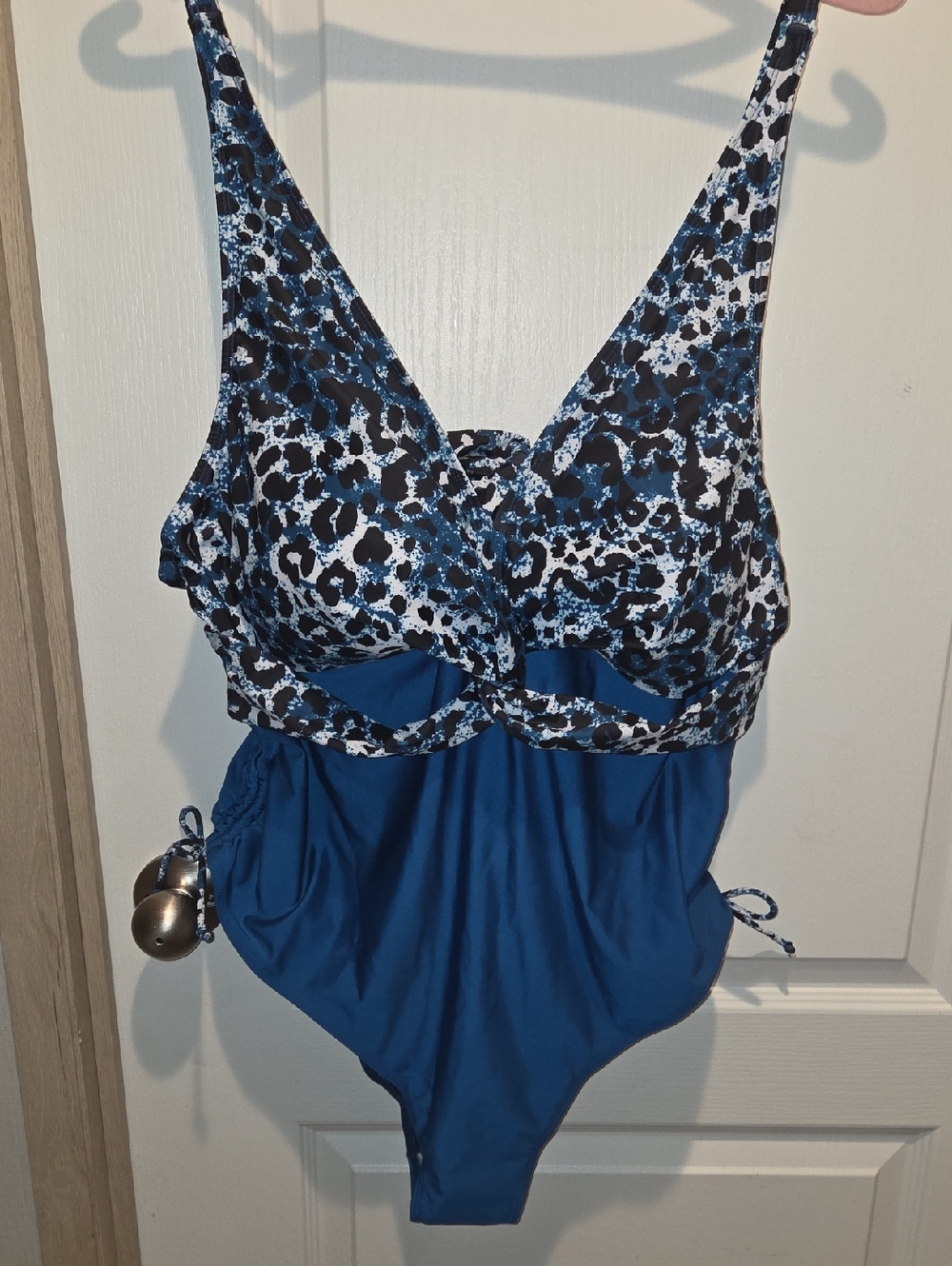 Source Unknown Blue Animal-Print One-Piece Swimsuit with Solid Royal Blue Bottom